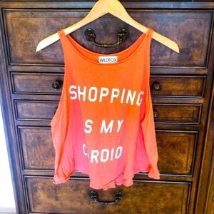 WILD Fox light orange tank top with cute saying